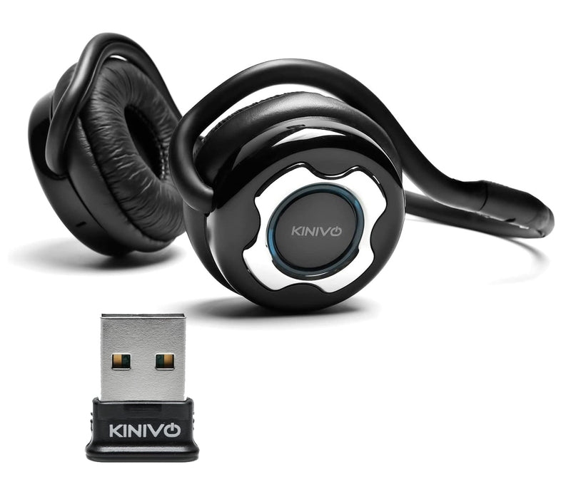 Kinivo BTH220 Bluetooth Stereo Headphones with BTD-400 USB Bluetooth PC Adapter (Black, Bluetooth 4.0, Compatible with Windows, Raspberry Pi, Linux, Wireless Music Streaming and Hands-Free Calling)