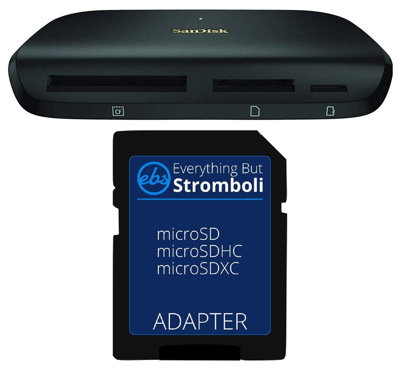 SanDisk ImageMate PRO USB-C Multi-Card Reader/Writer for SDHC, SDXC, MicroSD, CF Cards - UHS-I, UHS-II, 3.0 Compatible (SDDR-A631-GNGNN) Bundle with (1) Everything But Stromboli MicroSD to SD Adapter