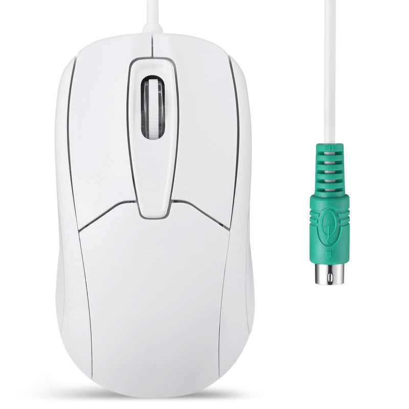 Perixx PERIMICE-209 P, Wired PS2 Optical Mouse with Scroll Wheel and 1000 DPI, White (11832) Ergo-White