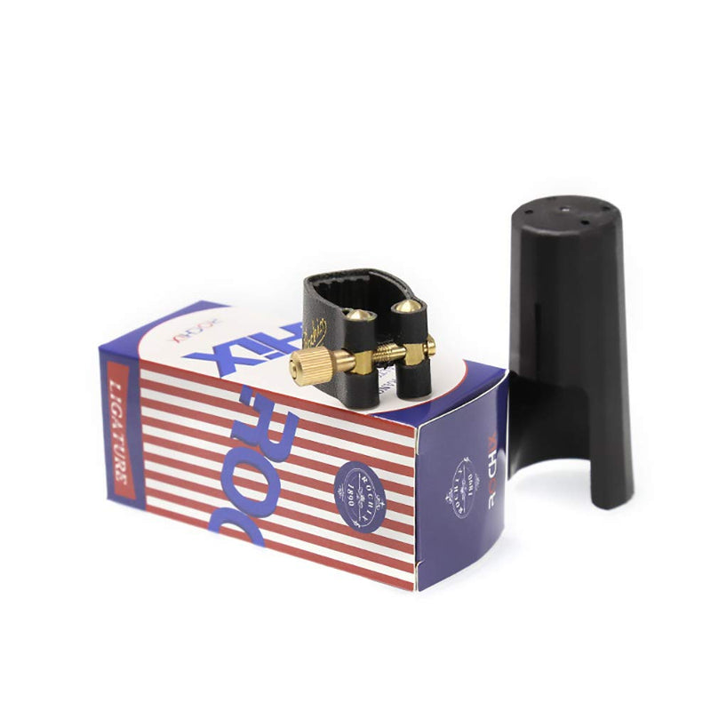 Rochix Leather Ligature and Plastic Cap for Soprano Saxophone Sax soprano sax leather ligature