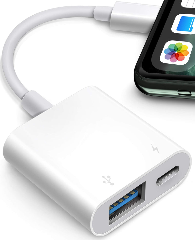 USB Adapter for iPhone/iPad,Fubiaofei LᎥghtnᎥng to USB Female OTG Adpater,USB3 to iPad Adapter with Charging Port,Supports FlashDrives,MIDI,SD Card Reader and Mouse,Plug&Play