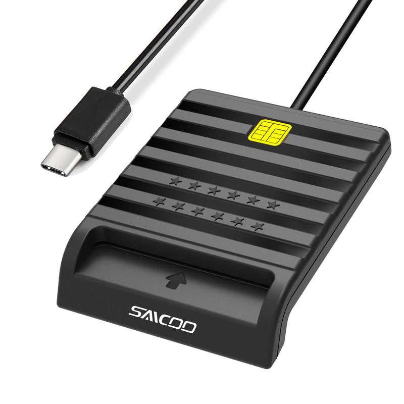 Type-C Saicoo CAC Reader, Smart Card Reader Military, DOD Military USB Common Access CAC Smart Card Reader - Compatible with Mac OS, Win,Linux V7 (USB-C) type C