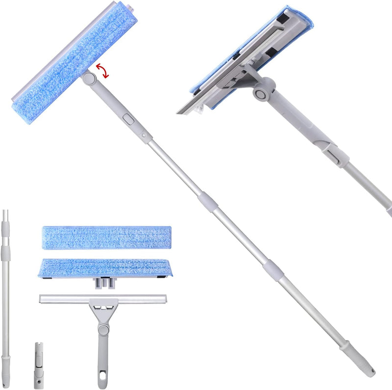 [AUSTRALIA] - New Spong 2-in-1 Multi-Purpose Glass Cleaning Squeegee Wiper Dual Side Blade Rubber & Sponge 10” with Extendable Handle 