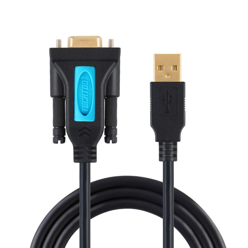 TECHTOO USB 2.0 to Serial Adapter USB RS232 Cable USB Serial Cable Converter DB9 USB with Prolific Chip Gold Plated for Win10/8.1/8/7/Vista/XP/2000/Andorid/Linux/Mac OS X10.6 & Above (Prolific-3ft) Male Converter-3ft