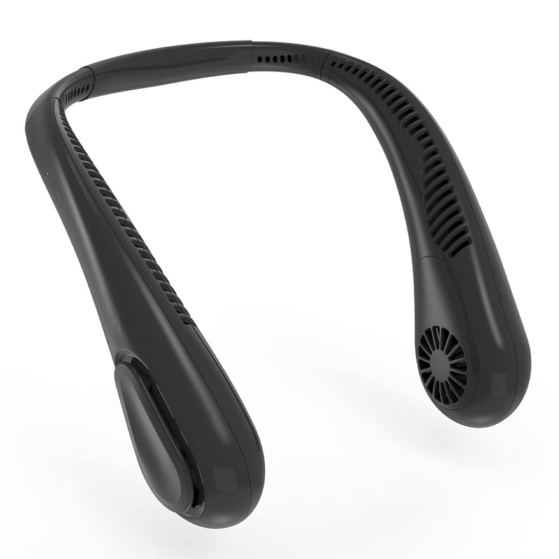 Bladeless Neck Fan, 5000mAh Rechargeable Battery Powered, 3 Speeds, Angle Adjustable, Hand-free Neck Fan for Both Outdoor & Indoor Use, UL Certified, Black