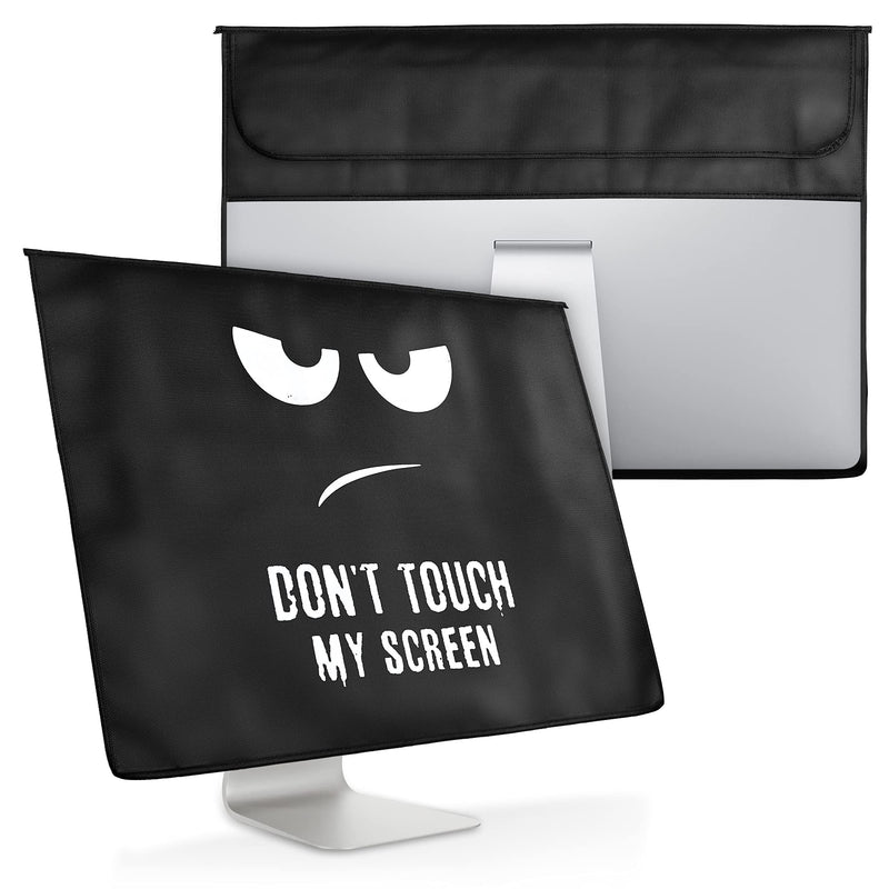 kwmobile Cover Compatible with 27-28" Monitor - with Extra Storage - Don't Touch My Screen White/Black Don't Touch My Screen white / black