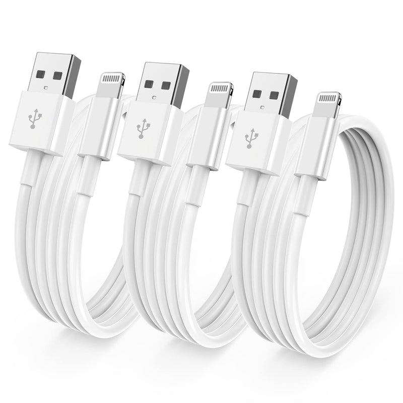 3 Pack[ Apple MFi Certified ] iPhone Charger 3ft, Lightning to USB Cable 3 Feet, Fast Apple Charging Cable Cord 3 Foot for iPhone 14 Pro Max/13 Pro Max/12 Mini /11 Pro/11/XS/XR/8/7/6s/6/5S/iPad/Air. 3PACK-White