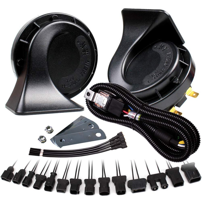 FARBIN Horn for Chevrolet Series,12V Car Horn Loud Dual-Tone Electric Snail Horn Kit with Relay Harness and 2Pcs Horn Adapter Harness