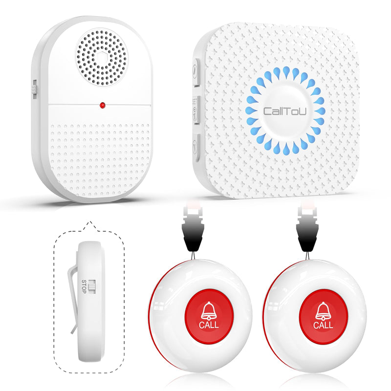 CallToU Caregiver Pager Call Button elderlyWireless SOS Call Button Vibration Pager Nurse Calling Alert System for Home Elderly Disabled Patient 2 SOS Call Buttons/Transmitters 2 Receivers CCVP 2-2