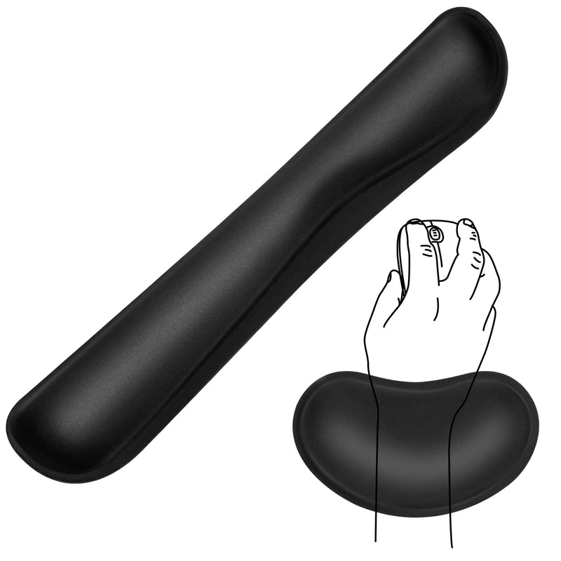 JIKIOU Keyboard Wrist Rest, Wrist Support Pads for Keyboard and Mouse, Memory Foam Ergonomic Cushion for Carpal Tunnel, Mouse Rest Pad Pain Relief Easy Typing for Computer, Laptop, Office, Black