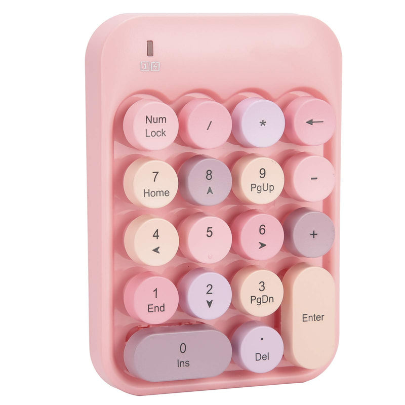 Wireless Numeric Keypad, Mini Digital Numpad 18 Keys Ergonomic Number Pad Keyboard with 2.4G USB Receiver & Chocolate Keycap for Laptop/PC/Desktop(Pink)
