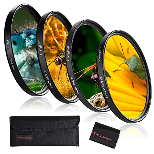 GREEN.L 82mm Close-up Filter Set(+1,+2,+4,+10), Professional Macro Filter for Camera Lens