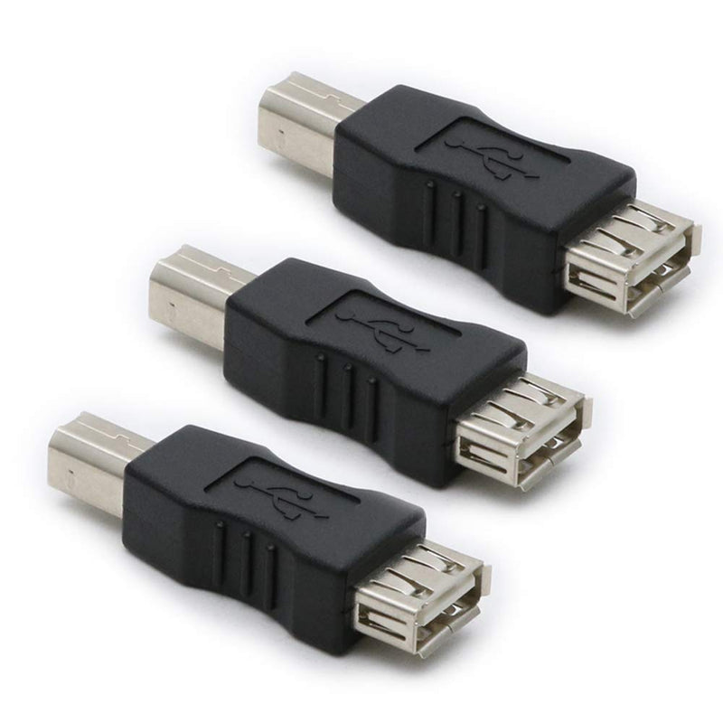 3 Pack USB 2.0 AF/BM Adapter Type A Female to USB B Print Male Adapter Connector Converter Plug