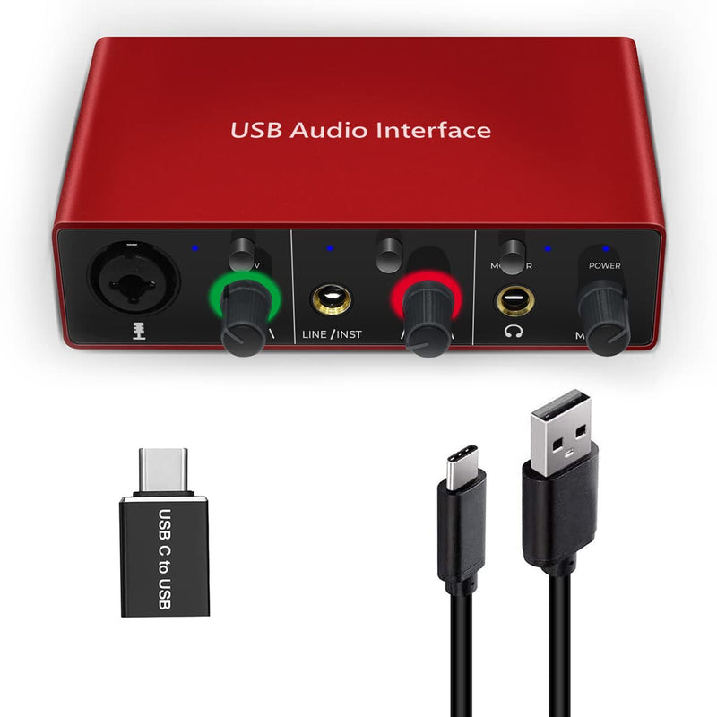 Audio Interface Audio Interface for PC USB Interface mixer recorder with 48V Phantom Power 24 Bit Support Table Mac OS PC Audio Equipments & Music Instruments (No DAW include)