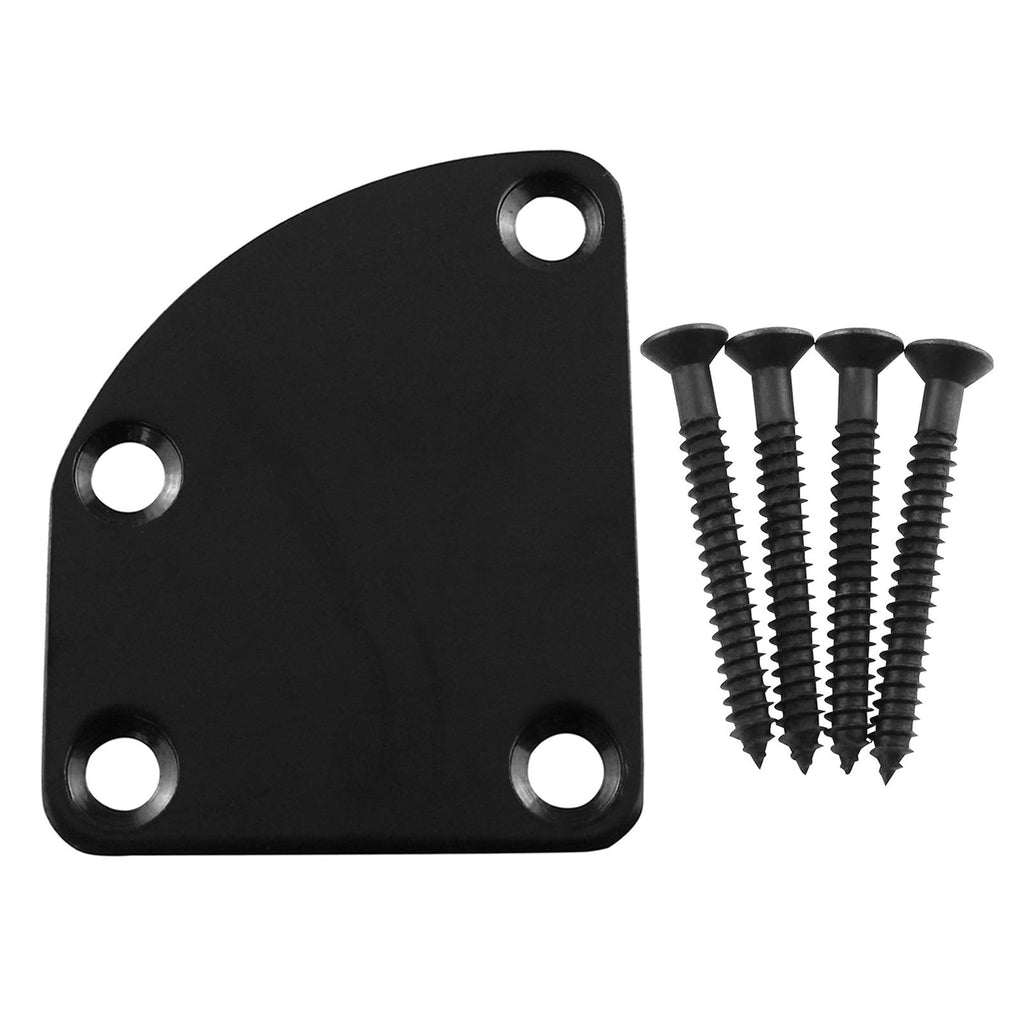 1 SET Electric Guitar Neck Plate Curved Cutaway Semi Round Neck Joint Back Mounting Plate 4 Holes with Screws Compatible with Guitar Bass Parts Replacement