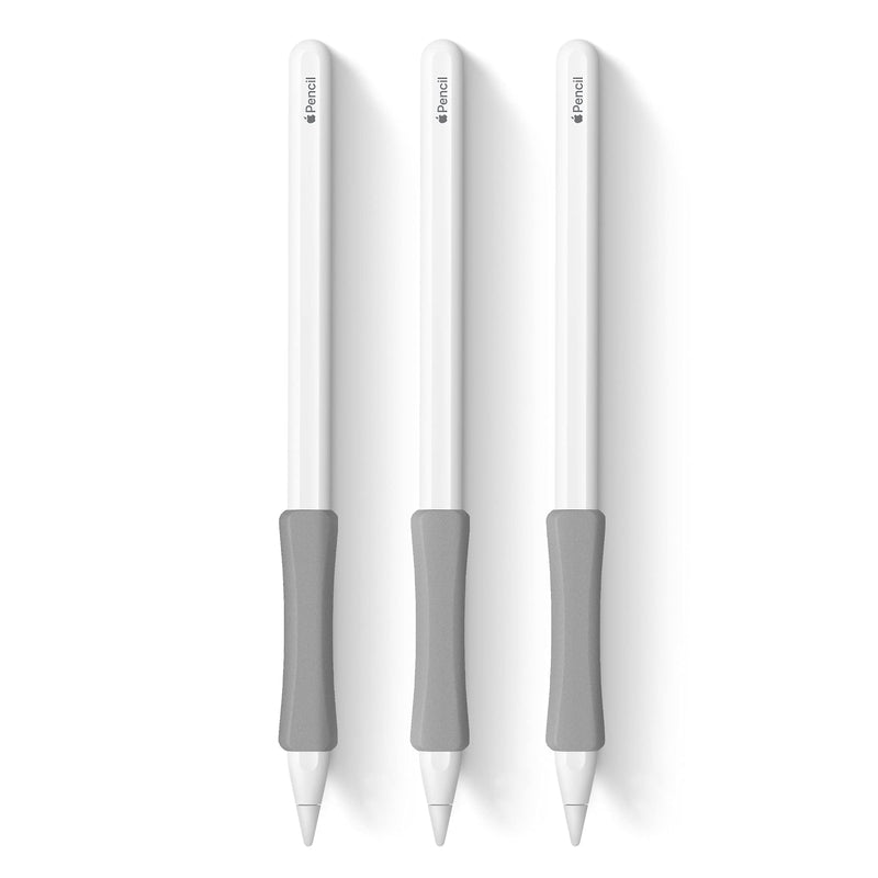 3 Pack Grey iPencil Grips Case Cover Ergonomic Silicone Sleeve Holder Compatible with Apple Pencil 2nd Generation, iPad Pro 11 12.9 inch 2018 Grey*3