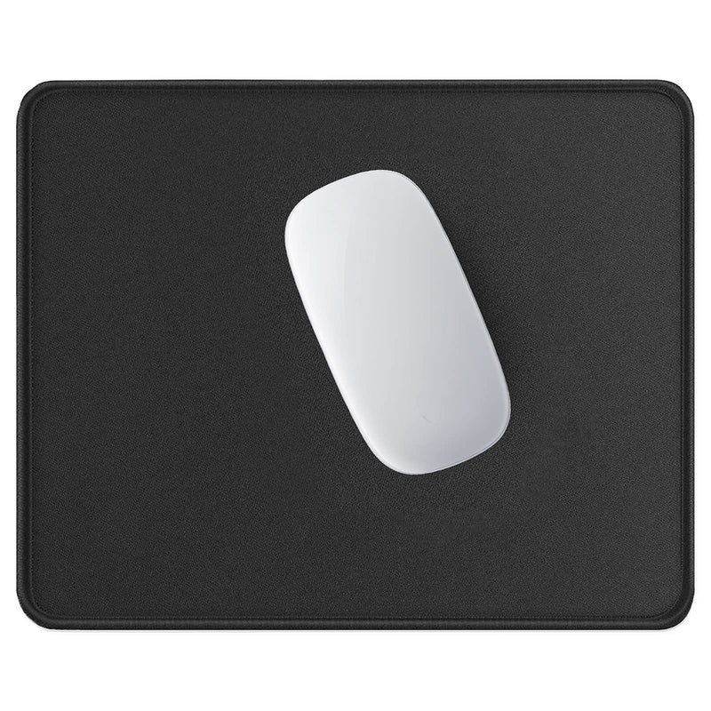 Hsurbtra Mouse Pad, Premium-Textured Square Mousepad 10.2 x 8.3 Inch, Stitched Edge Anti-Slip Waterproof Rubber Mouse Mat, Pretty Cute Mouse Pad for Office Gaming Laptop Women Kids Jet Black