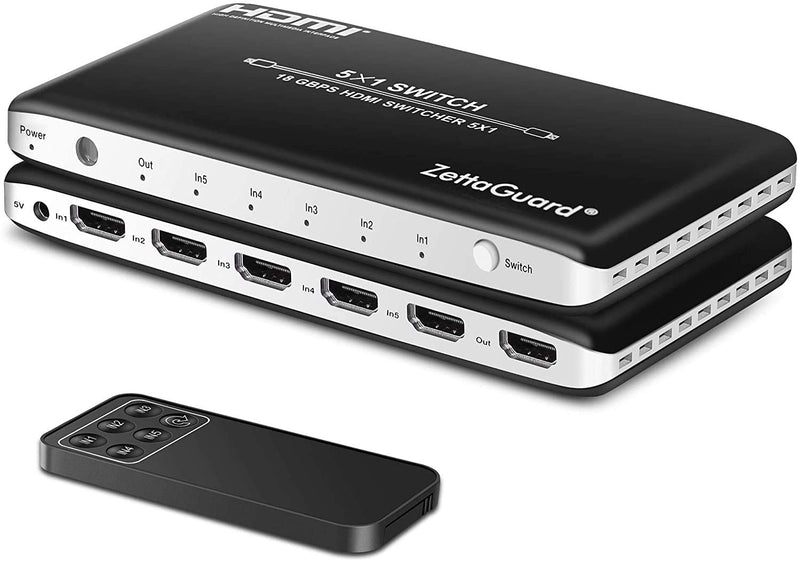[AUSTRALIA] - 4K 60Hz 5 Port 5 x 1 HDMI Switch with IR Remote Control HDMI 2.0 Switcher Support 18Gbps 4K x 2K 3D HDCP 2.2 HDMI Splitter Hub Port Switches for PS4 Xbox Apple TV Fire Stick Blu-Ray Player 5 In 1 Out 