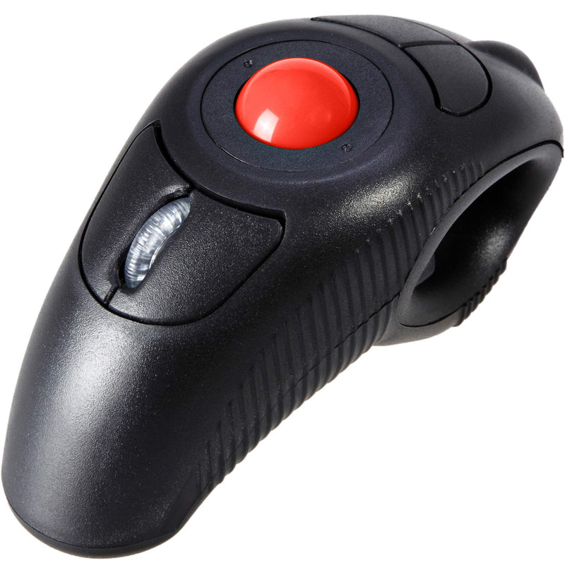 EIGIIS 2.4G Ergonomic Trackball Finger Handheld USB Wireless Mouse for PC Laptop Mac Left and Right Handed User (Black Wireless Red TrackBall) Black Wireless Red TrackBall