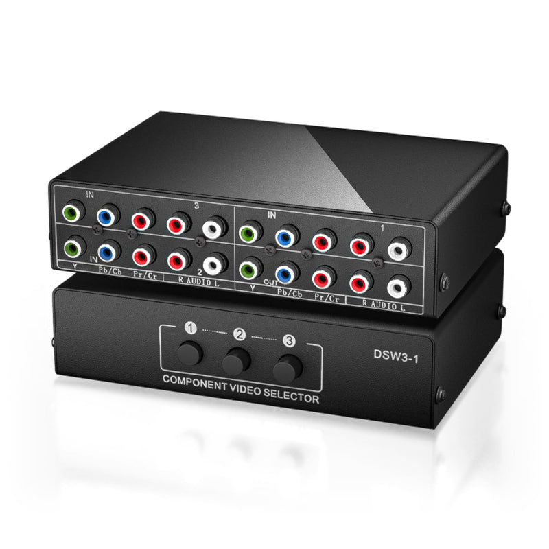 [AUSTRALIA] - Component AV Video Switch Box 3 in 1 Out, BolAAzuL 3 Port 5 RCA YPbPr Cable RGB Component AV Switcher Selector Converter 3-Way Plug & Play for Retro Gaming PS2 Wii Xbox DVD Player TV 3X1 Switch 