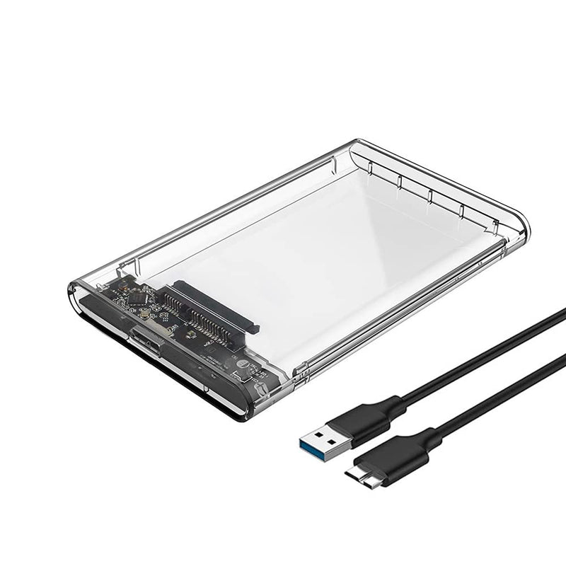 Reletech 2.5" External Hard Drive Enclosure, SATA to USB 3.1 Tool-Free Clear for 2.5 Inch SSD & HDD 9.5mm 7mm External Hard Drive Case Supports UASP SATA