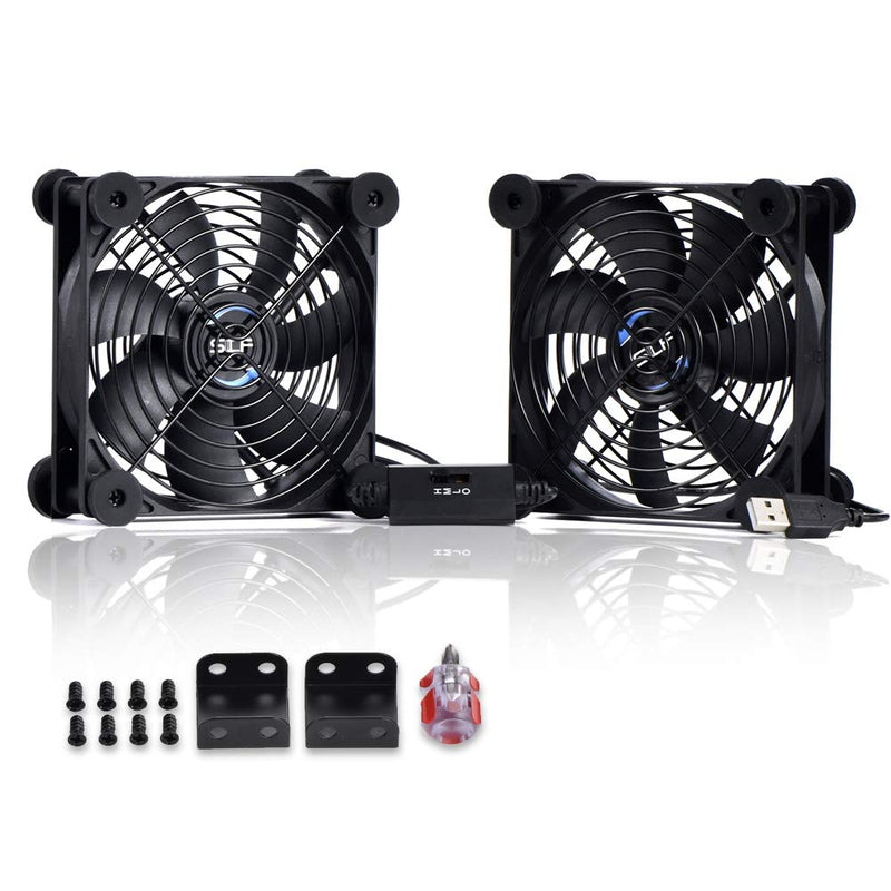 SCCCF Dual 120mm USB Speed Control Fan, 5V Portable Cooling Fan for Flat-Screen TV Receiver Router DVR Playstation Xbox Computer Cabinet Cooler…