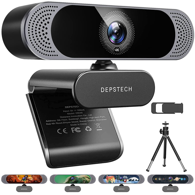 DEPSTECH 4K Webcam, DW49 HD 8MP Equipped with Sony Sensor Autofocus Webcam with Microphone, Privacy Cover, Plug Play USB Computer Web Camera for Pro Streaming/Online Teaching/Video Calling/Zoom/Skype | Privacy Cover, Plug Play USB Computer Web Camera f...