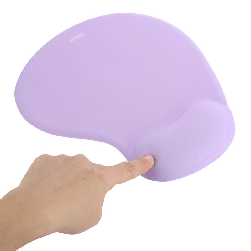 Xinidc Ergonomic Computer Mouse Pad with Wrist Rest Support, Pain Relief Mouse Pad with Non-Slip PU Base for Home Office Working Studying (Purple) Purple