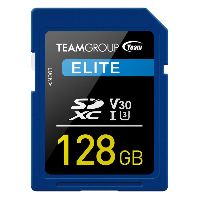 TEAMGROUP Elite 128GB UHS-I U3 V30 4K UHD Read Speed up to 90MB/s SDXC Memory Card for Professional Vloggers, Filmmakers, Photographers & Content Curators TESDXC128GIV3001 ELITE U3 V30