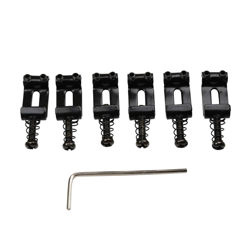 Musiclily Pro 11.3mm Steel Vintage Style Guitar Tremolo Bridge Saddles for Fender Strat Stratocaster Electric Guitar, Black (Set of 6)