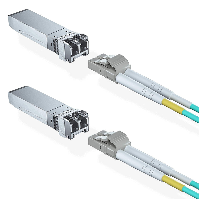 2 Pack of 10G SFP+ SR Transceiver with 1 Meter OM3 LC Fiber Patch Cable, SFP+ to LC Multimode Module Compatible for Ubiquiti UF-MM-10G