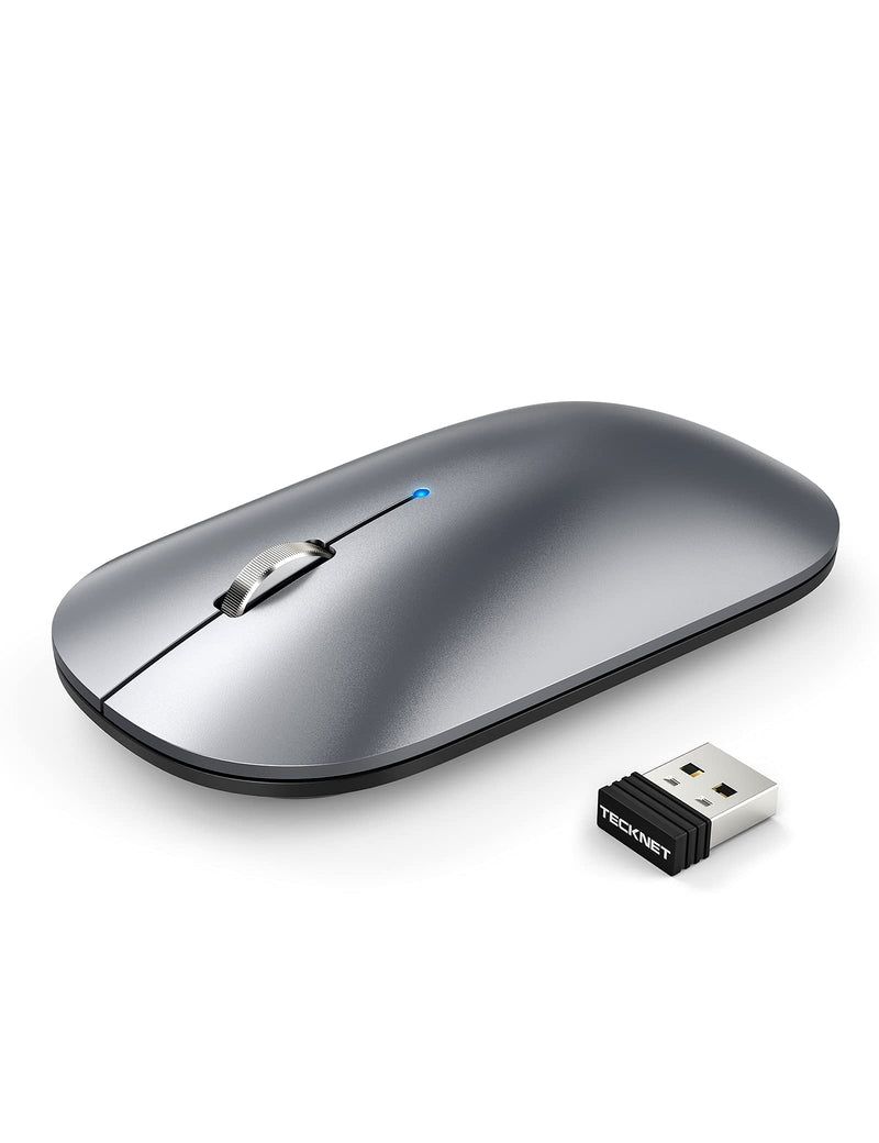 TECKNET Rechargeable Bluetooth Mouse for MacBook Pro/iPad/Laptop/Windows, Slim Silent Wireless Mouse Bluetooth 5.0/3.0 2.4G Portable Optical Cordless Mice with USB Receiver 4 Adjustable DPI