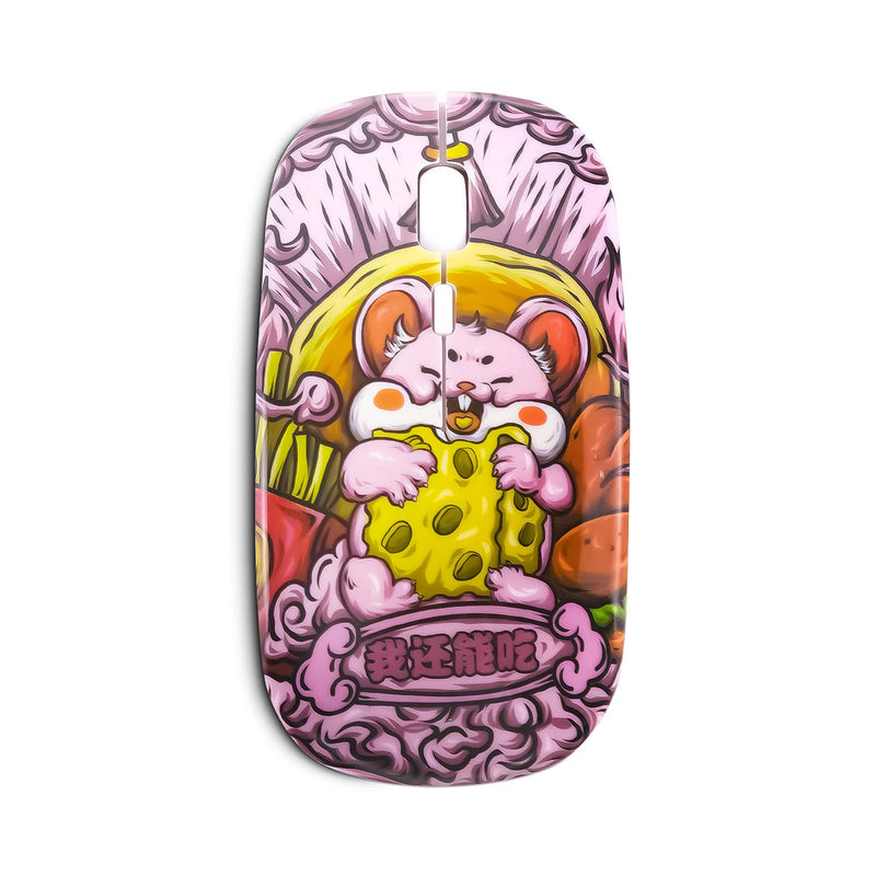 CHUYI Wireless Rechargeable Quiet Mouse Cute Bear Pattern Portable Travel Mute Mouse 1600 DPI Novelty Optical Silent Cordless Office Mice for Computer Laptop PC Gift (Pink) Pink