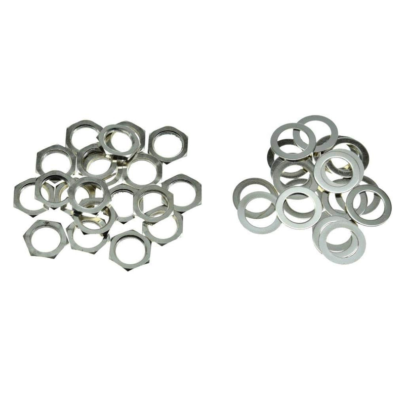 KAISH 20pcs Metric Guitar Input Output Jack Socket Nut and Washer Guitar Jack Nuts for Import Guitars Nickel Metric Thread