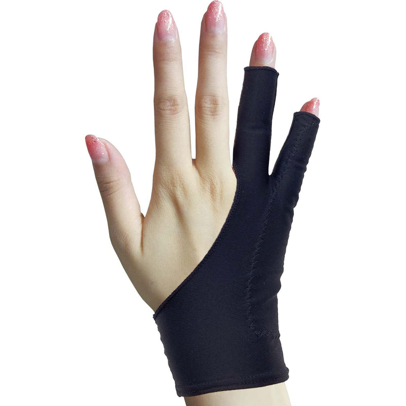Timebetter Artist Drawing Glove, Digital Art Glove for Tablet iPad, Palm Rejection, Two Open Finger, Fit Left Right Hand - L, Pack of 2 2 Finger, Tip Open