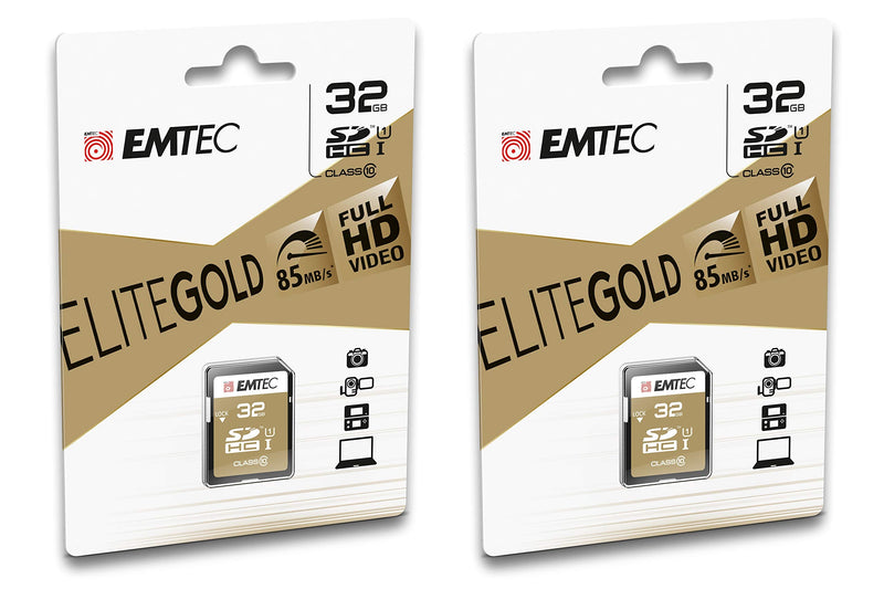 Emtec Elite Gold SDHC Flash Memory Card SD Card Class10 UHS-I U1 32GB (2 Pack) 32GB-2PK