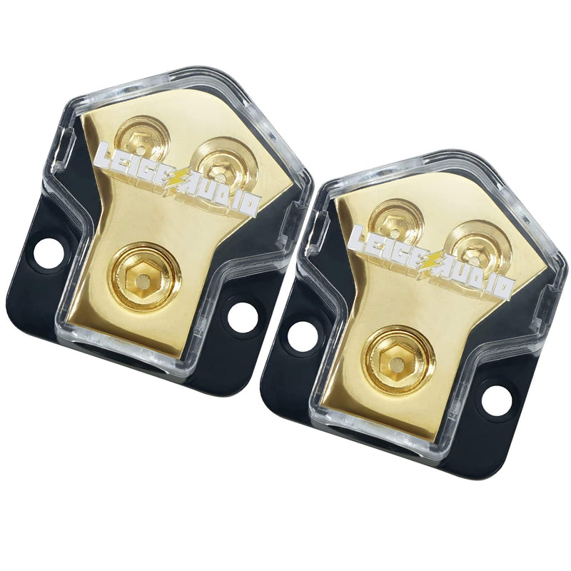 2PACK 0/2/4 Gauge in 4/8 Gauge Out 2 Way Amp Copper Power Distribution Block for Car Audio Splitter 2PACK