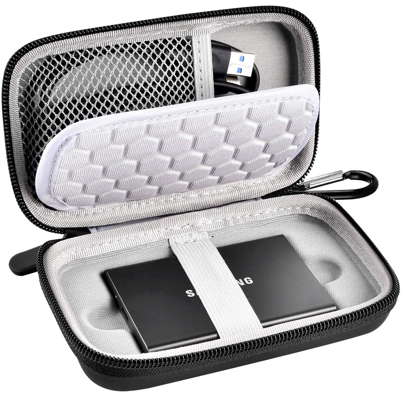 Case Compatible with Samsung T7/ T7 Touch Portable SSD 1TB 2TB 500GB USB 3.2 External Solid State Drive, Travel Carrying Storage Organizer Fits for USB Cables and More Accessories (Black) Black