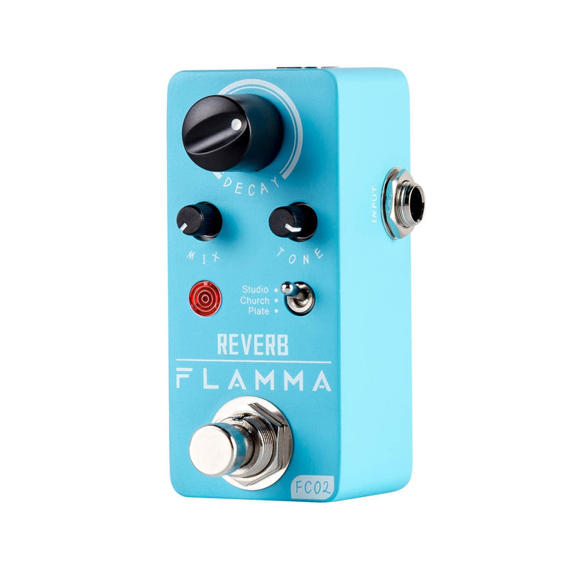 FLAMMA FC02 Mini Reverb Pedal Digital Guitar Pedal with 3 Reverb Effects Church Plate Studio True Bypass FC02 Reverb