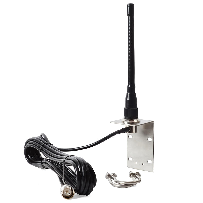 TWAYRDIO Marine VHF Antenna 6.5" Low Profile w/16.4ft Coax Cable for Boat | Stubby Marine Radio Antenna, 156-163MHz, 16.4cm, PL259 Connector, w/5m RG58 Coaxial Cable, L-Shape Mounting Bracket, U-bolts