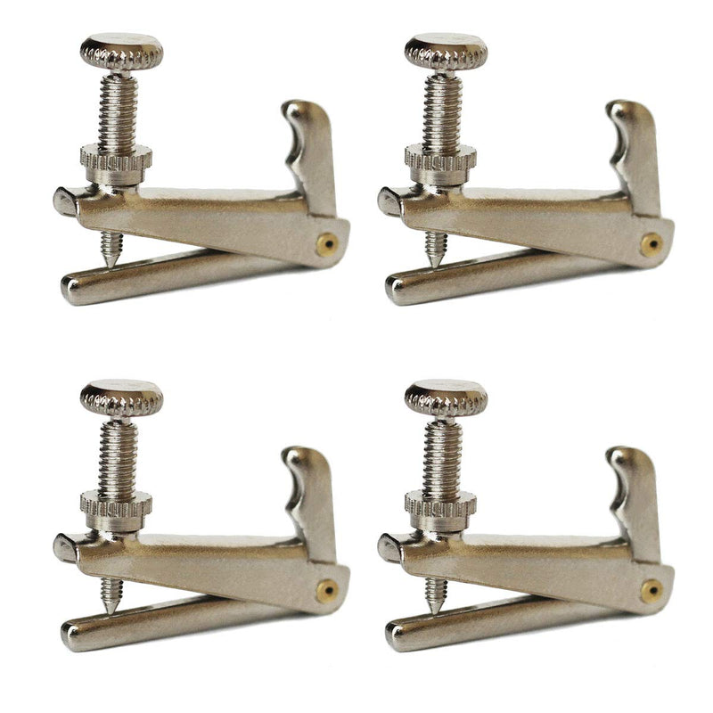 4Pcs Violin Fine Tuners 3/4-4/4 String Adjuster Fine Tuner Violin Parts Silver
