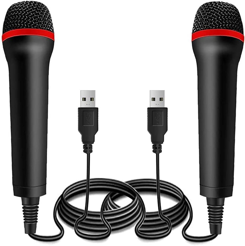 [AUSTRALIA] - 2Pack 13ft Wired USB Microphone for Rock Band, Guitar Hero, Let's Sing - Compatible with PS2, PS3, PS4, PS5, Switch, Wii, Wii U, Microsoft Xbox 360, Xbox One and PC 