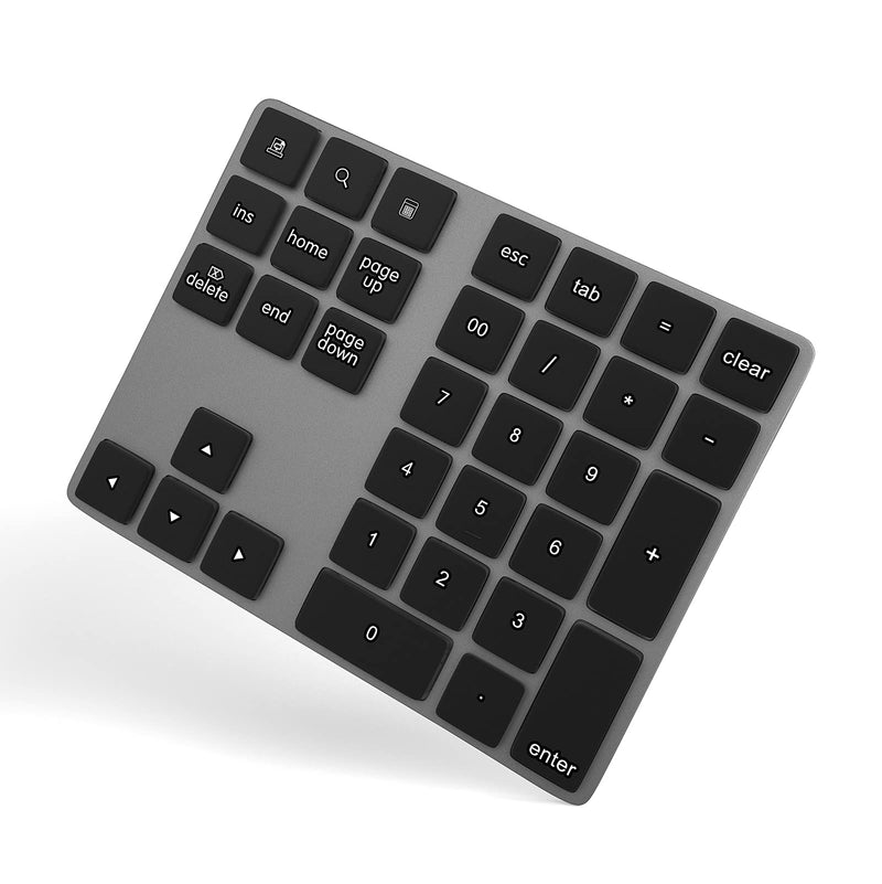 Bluetooth Numeric Keypad, Foloda Aluminum Rechargeable 34-Keys Wireless Number Pad External 10 Keys Numpad Data Entry Compatible for Laptop MacBook Mac Windows