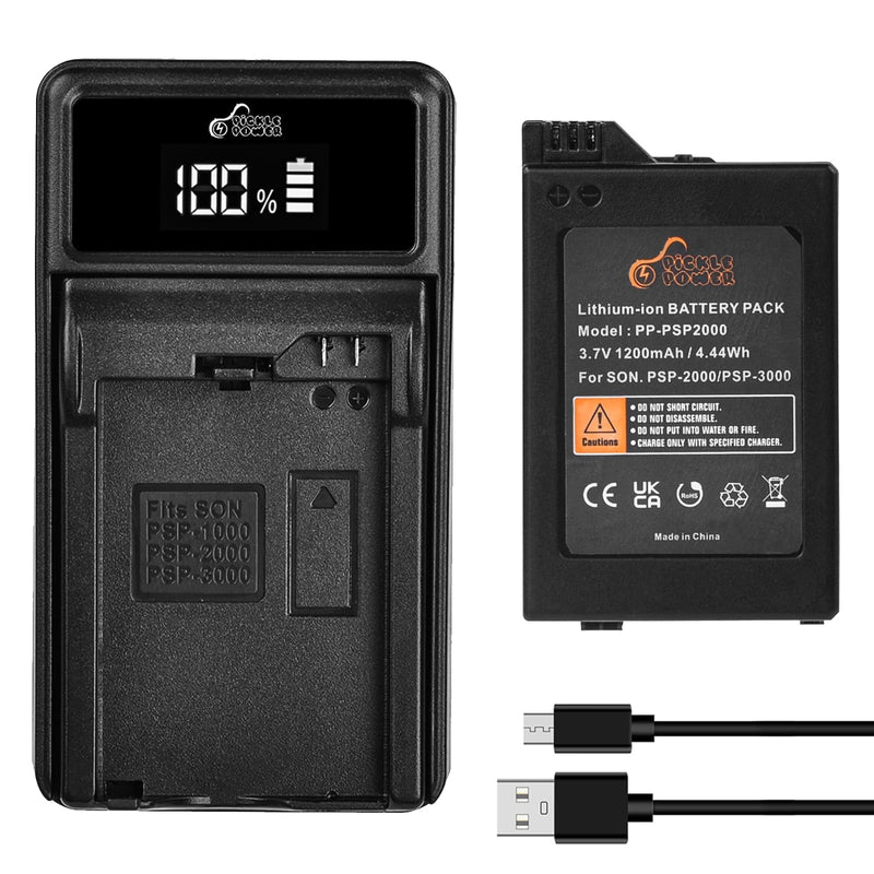 Pickle Power PSP-2000 Battery and LED Display Charger for Sony PSP 2000/3000 PSP-S110 Console PSP-3001 PSP-3002 PSP-3000 PSP-3004 PSP-2001 PSP-2002 PSP-2003