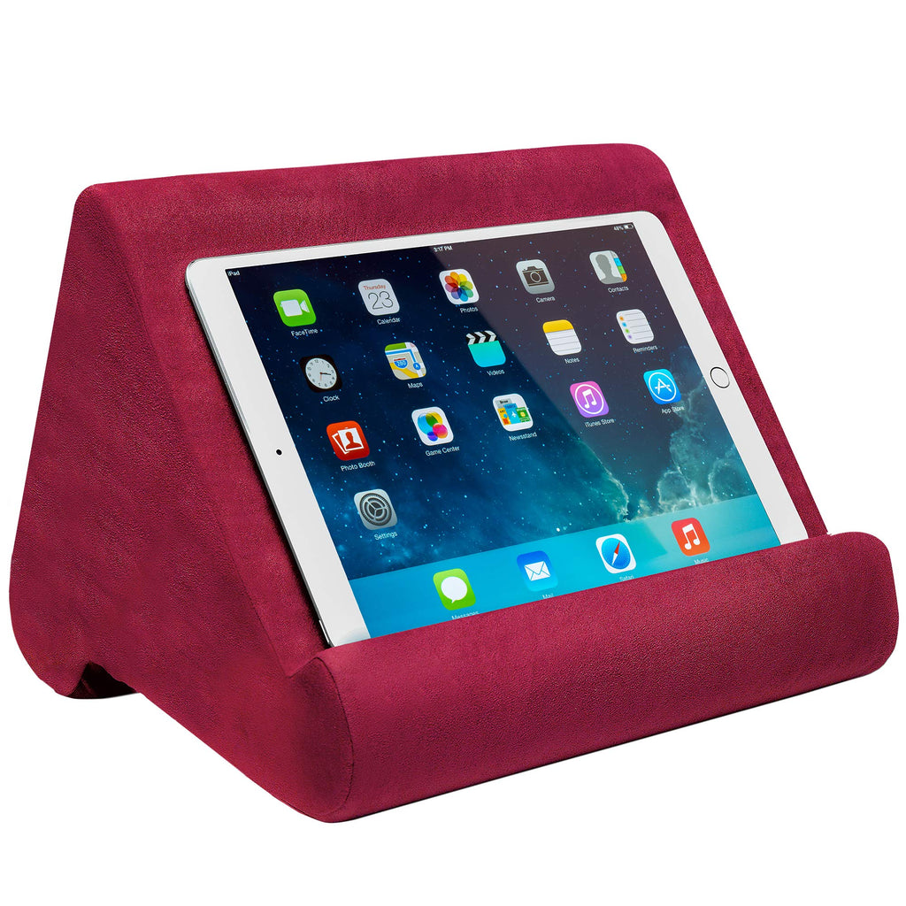 Ontel Pillow Pad Ultra Multi-Angle Soft Tablet Stand, Burgundy - Comfortable Angled Viewing for iPad, Tablets, Kindle, Smartphones, Books, Magazines, and More