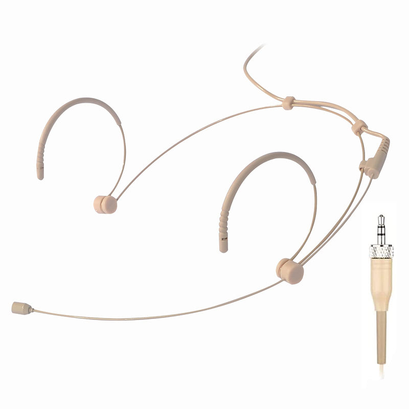[AUSTRALIA] - Headset Microphone Discreet Headworn Ear Hook Earset Over The Ear Mic for Sennheiser Wireless Transmitter, Ideal for Lectures, Live Performance, Theater, Podcasts – Beige 