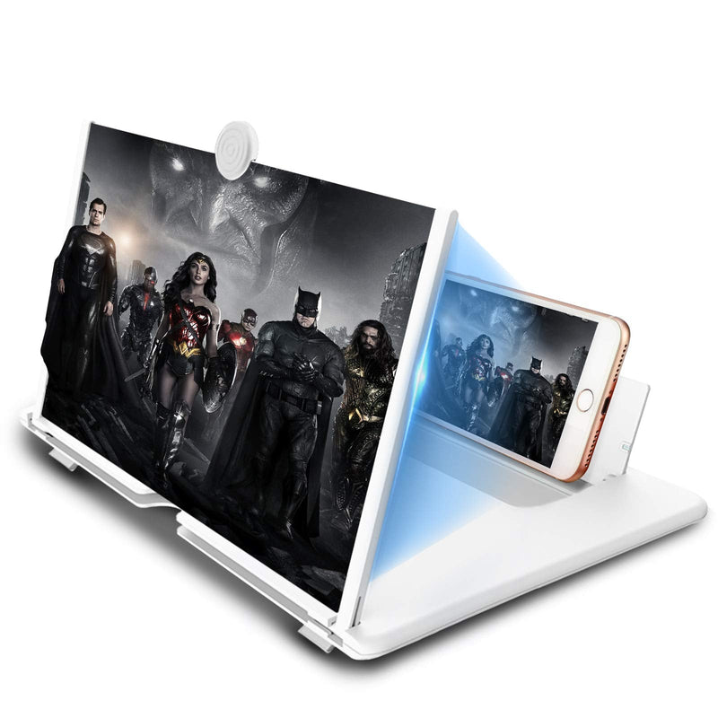 16 inch Screen Magnifier for Cell Phone 3D Magnifier Screen Enlarger for Movies,Videos,Reading,Gaming-Screen Amplifie with Foldable Phone Stand Holder. Compatible with All Smartphones-White White