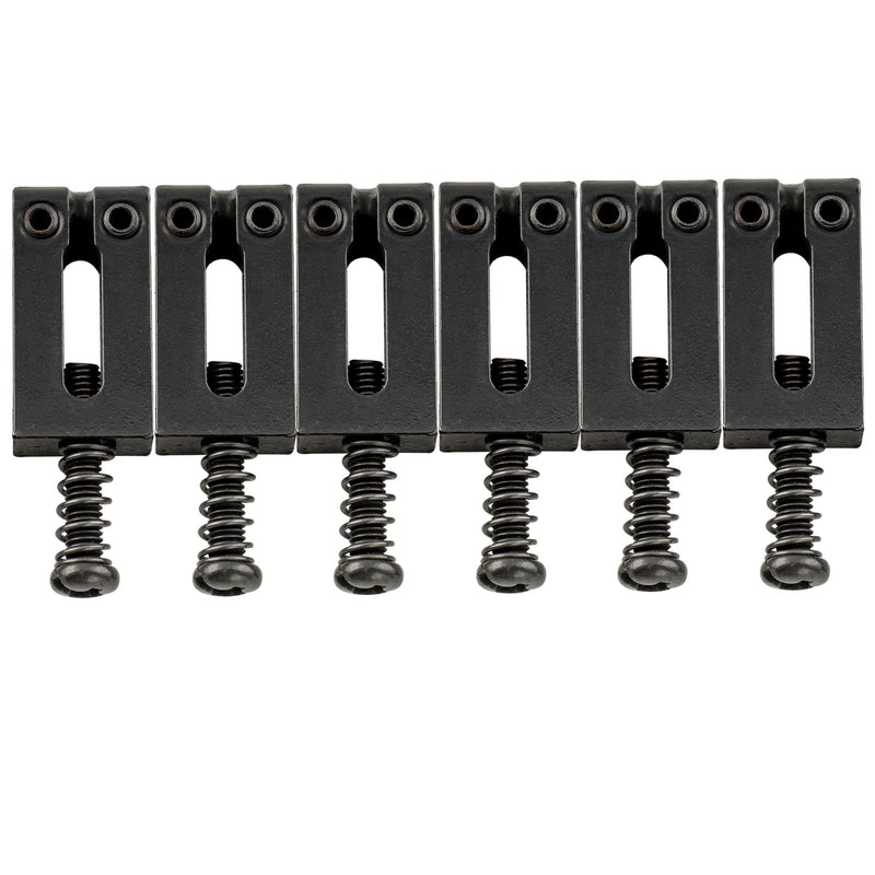 Musiclily Pro 10.5mm Stainless Steel Modern Guitar Tremolo Bridge Saddles for Fender Strat Stratocaster Tele Telecaster Electric Guitar, Black (Set of 6)