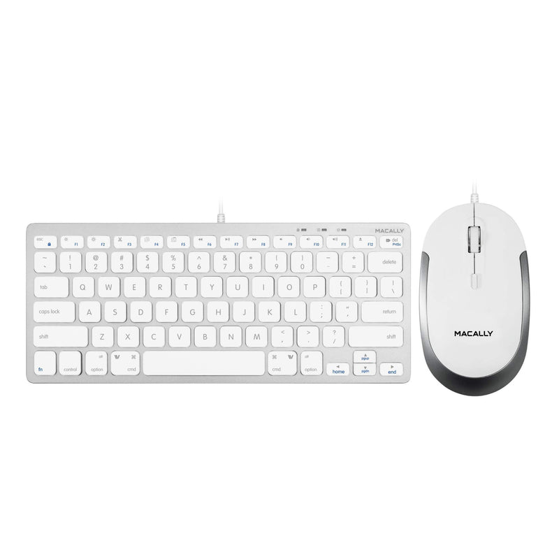Macally Mini Wired Keyboard and a Quiet Wired Mouse, Office Essentials