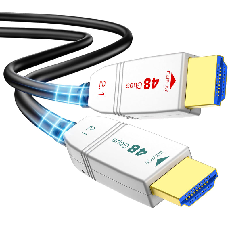 8K Fiber Optic HDMI Cable 25FT, 48Gbps Ultra High Speed HDMI 2.1 Cable, Support 8K60Hz 4K120Hz HDR eARC HDCP 2.2&2.3, HDMI Cord Compatible with Roku TV/HDTV/PS5/Blu-ray 8K 25FT